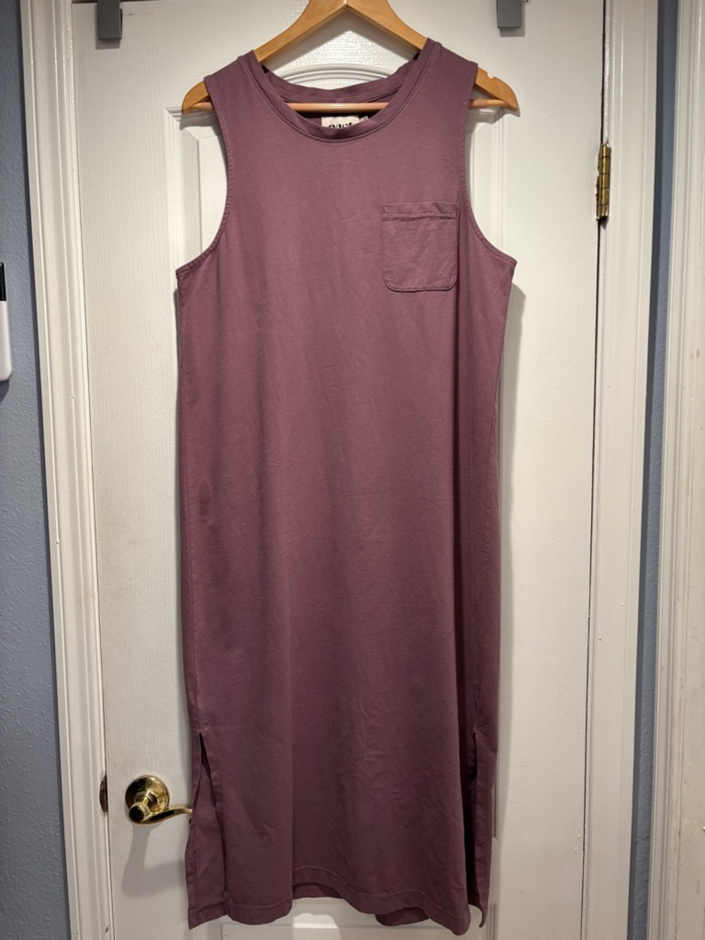 Pact Organic Cotton Sleeveless Pocket Maxi Double Slits Dress size L